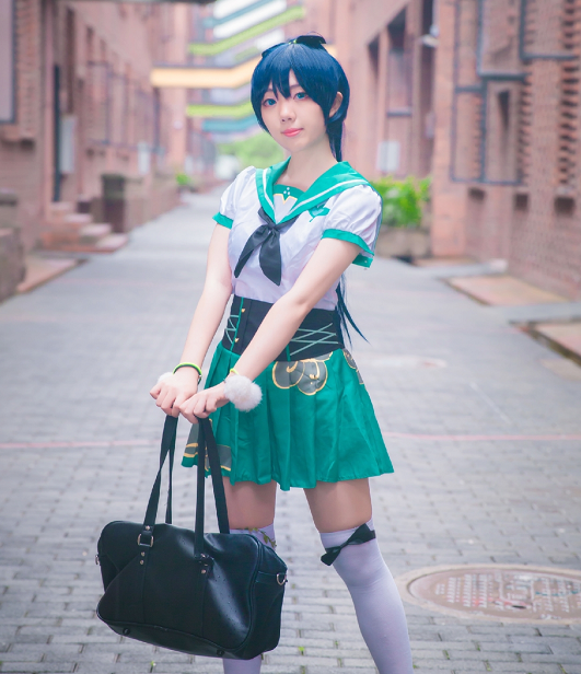 cosplay女装学生装图片,黑saber泳装cos 游戏《阴阳师》萤草cosplay,女孩cos的日系学生装萤草