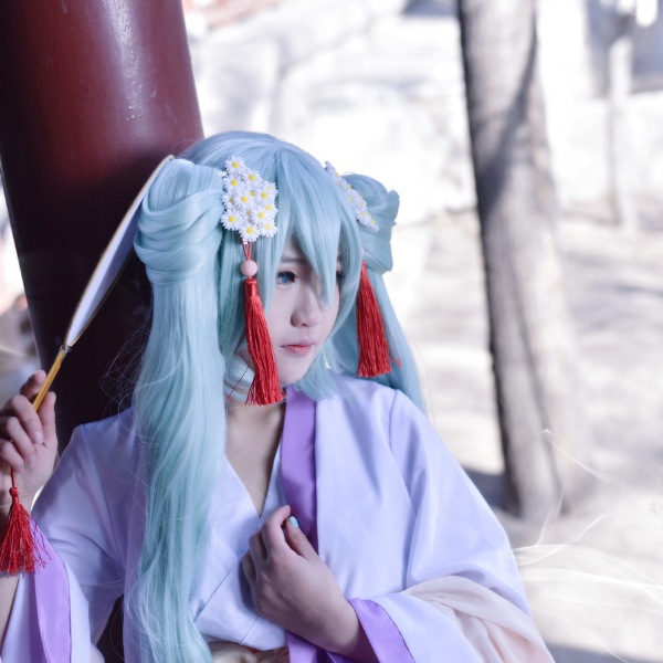 初音未来cosplay,古风的装扮,尽显可爱之态