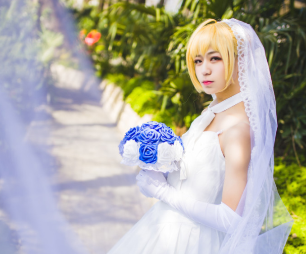 cosplay《fate》花嫁saber,甜美可人的小姐姐,气质满满