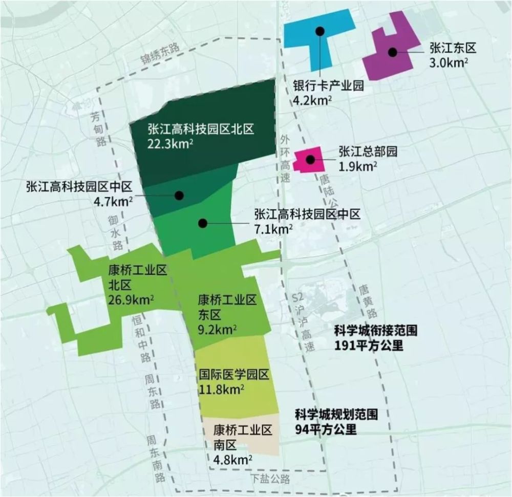 张江,黄浦区,张江科学城,外环线,中环线