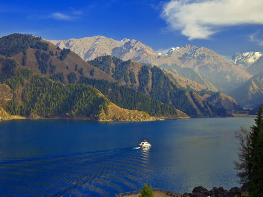 中国新疆天山天池宽屏壁纸,漂亮的大自然风景