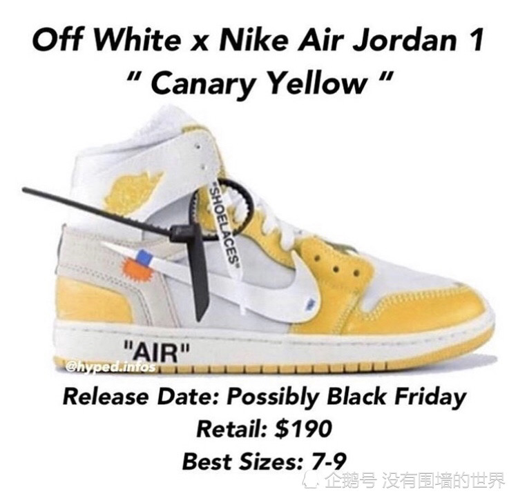 其中有一双就是这款off-white x air jordan 1 "canary yellow",过去