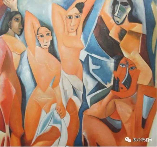 下面这幅是毕加索具有里程碑意义的立体主义运动代表作品《亚威农少女