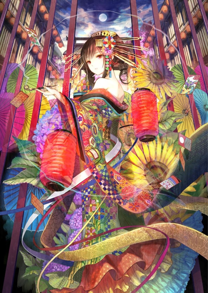 风华绝代的花魁插画手绘,和《武娘传奇》异曲同工,发饰好看
