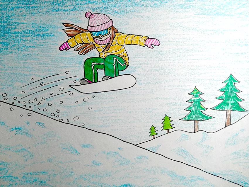 滑雪,美术,绘画
