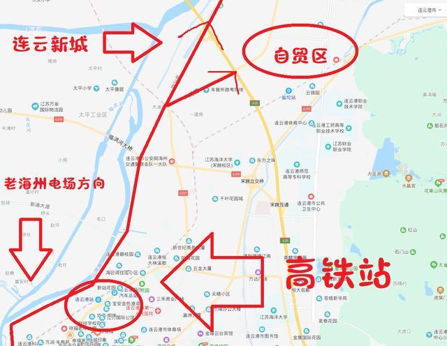 预测连云港高铁站北广场道路规划,图解"临洪大道"的位置