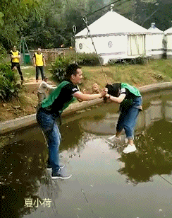 搞笑gif趣图:这个婚纱照拍的,真的是狼烟四起啊!