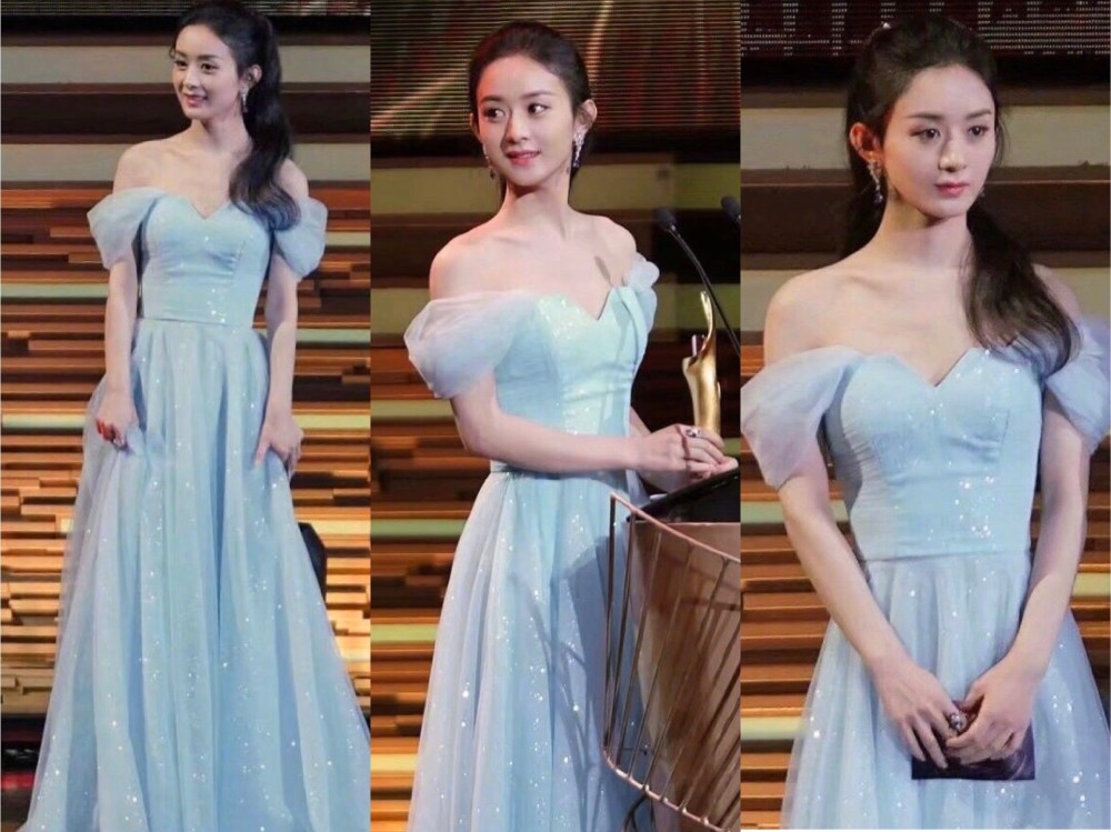 赵丽颖淡蓝仙女裙惊艳亮相,生图白到发光,这状态哪像是33岁?