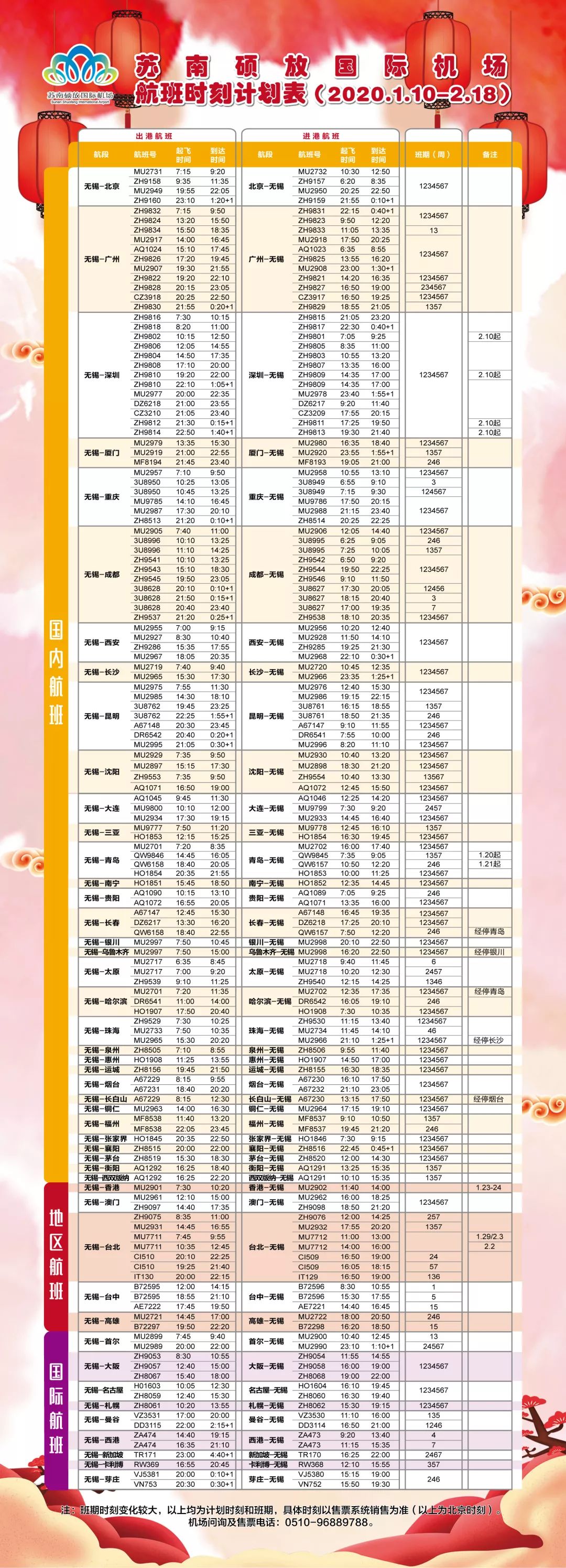 关键词: 苏南硕放国际机场航班时刻计划表