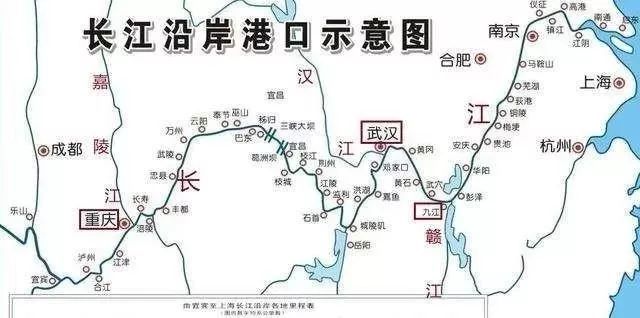 长江沿岸城市主要分布在哪里?我们看一张沿岸港口分布图