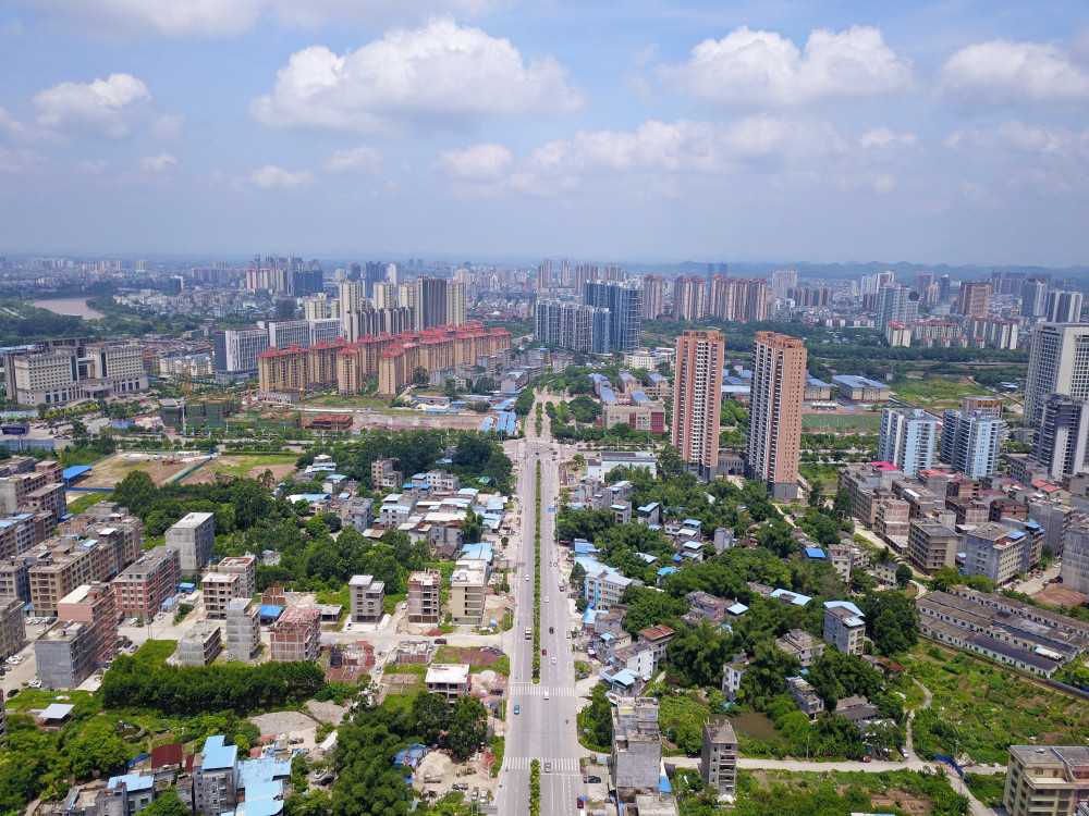 航拍广西钦州市新城区实景