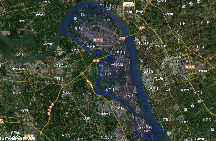 卫星上看江苏扬中:地处江心岛,是"全国百强县市"却没有铁路
