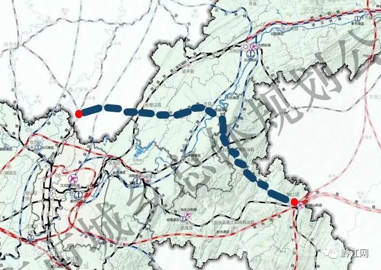 高速 黔江至利川高速公路重庆境内长32公里 2020年工作目标: 开展规划