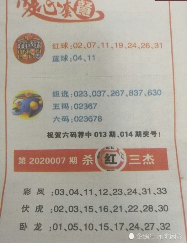 双色球第007期红球大观园,红蓝杀号高清彩报看图分享