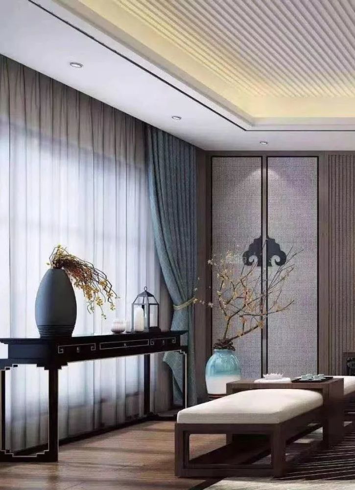 中式风格窗帘这种表现使整个空间,传统中透着现代,现代中揉着古典