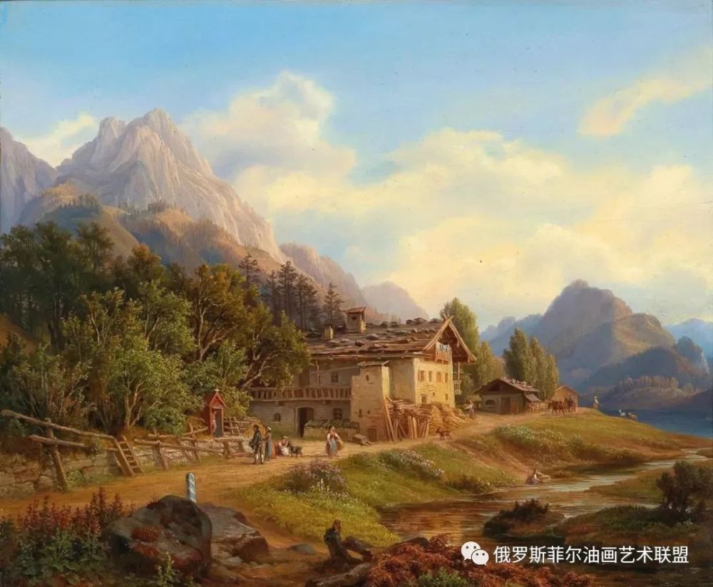 奥地利艺术家安东·希弗高山风景油画作品欣赏