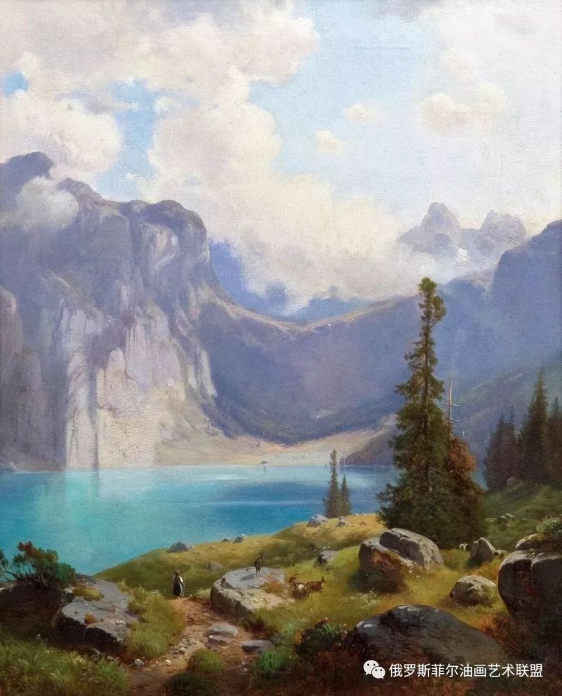 奥地利艺术家安东·希弗高山风景油画作品欣赏