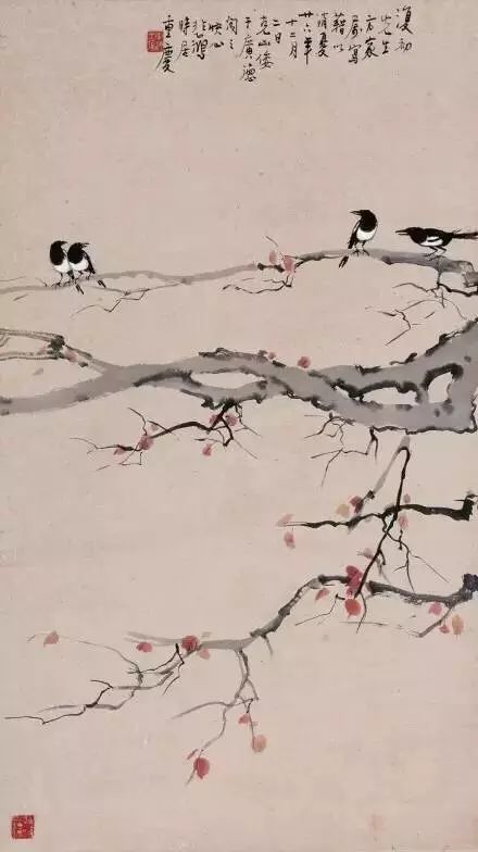 徐悲鸿画喜鹊,喜上眉梢报春来