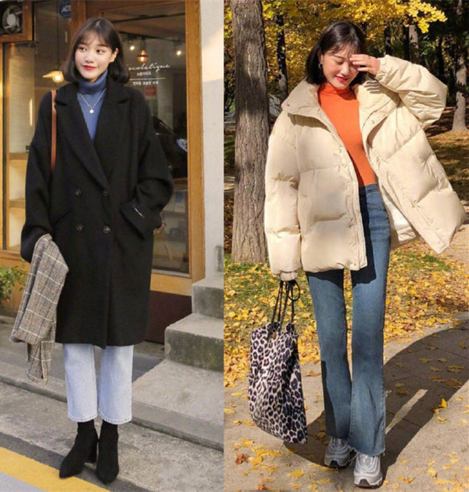 韩系女孩冬季穿搭,简约有范儿,时髦度up