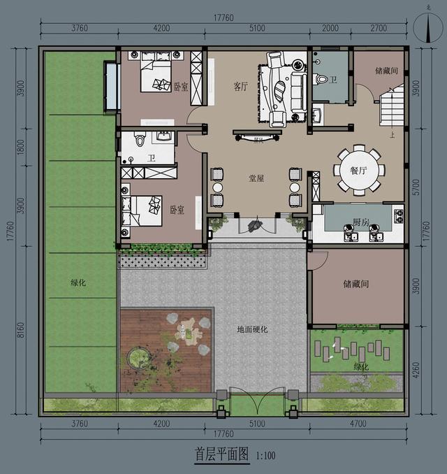 农村自建带院子二层小楼,面宽17米,活动空间大,安静宅