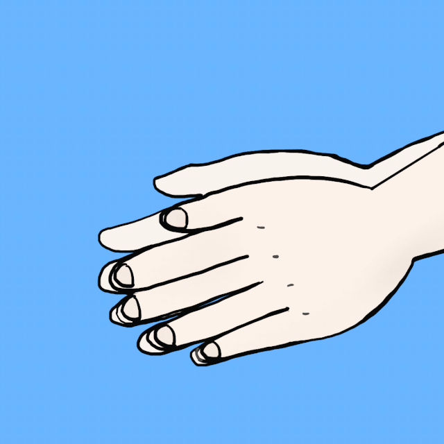 第二步:外(手指交叉,掌心对手背搓揉)