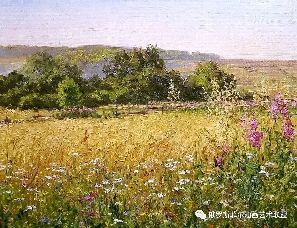 小碎花,宁静的乡村风景 白俄罗斯画家tatyana chernykh油画作品欣赏