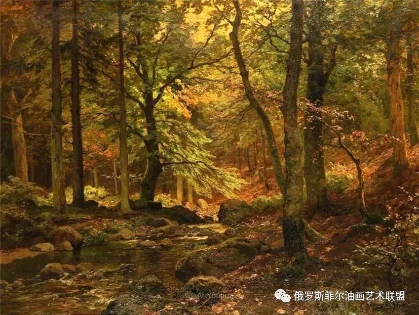 茂密森林 德国画家heinrich bohmer油画作品赏析