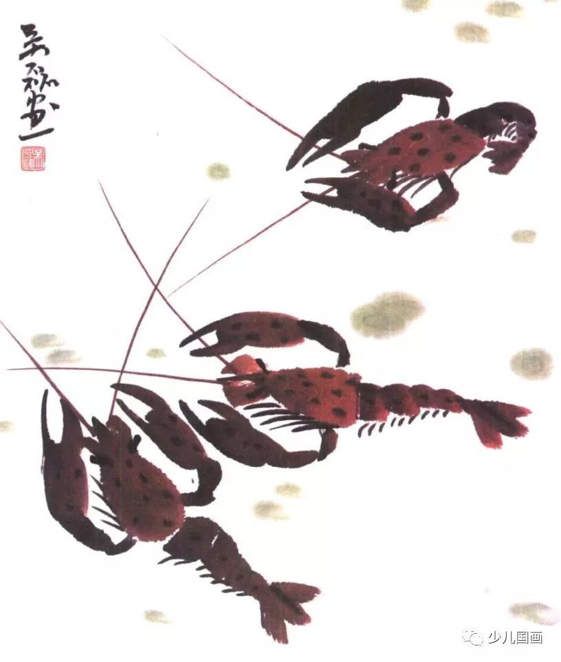 儿童国画教室 水族:龙虾的画法