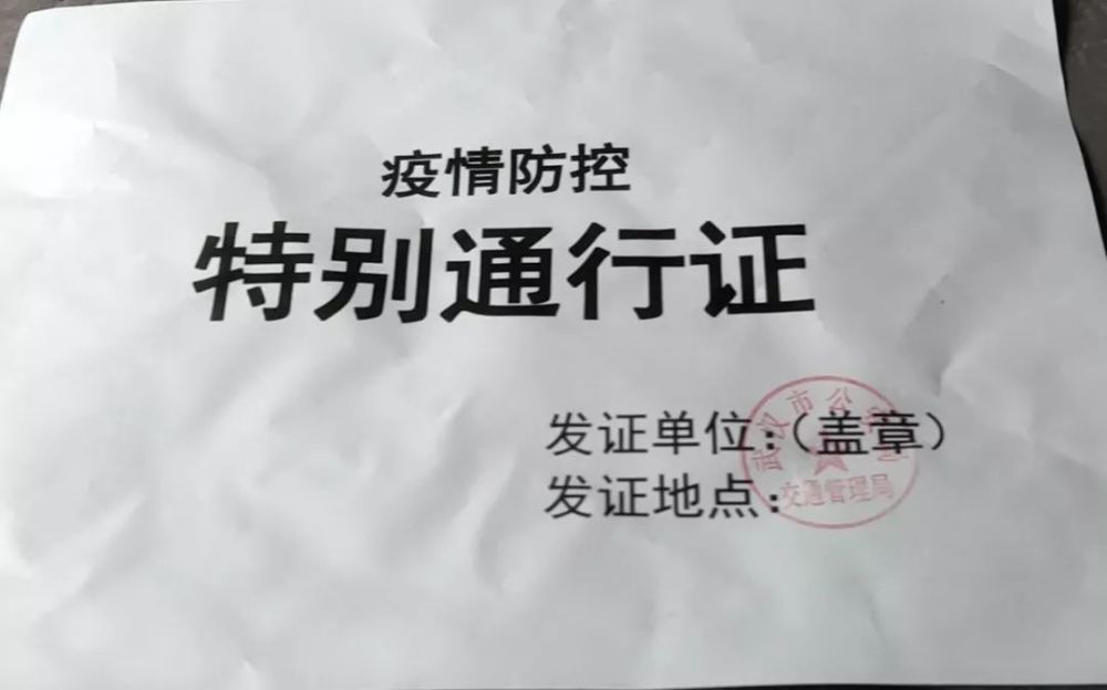 武汉市交通管理局签发的"疫情防护特别通行证". 受访者供图