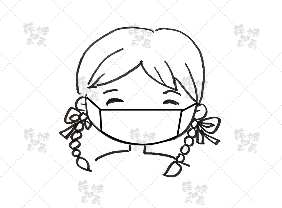 戴口罩,简笔画,儿童画,头像,卡通头像