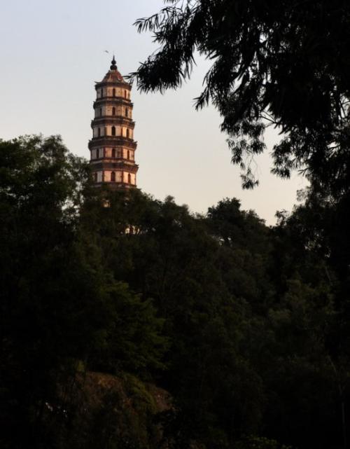 旧八景中子归帆,新八景中银洲塔影,广东省江门市新会凌云塔