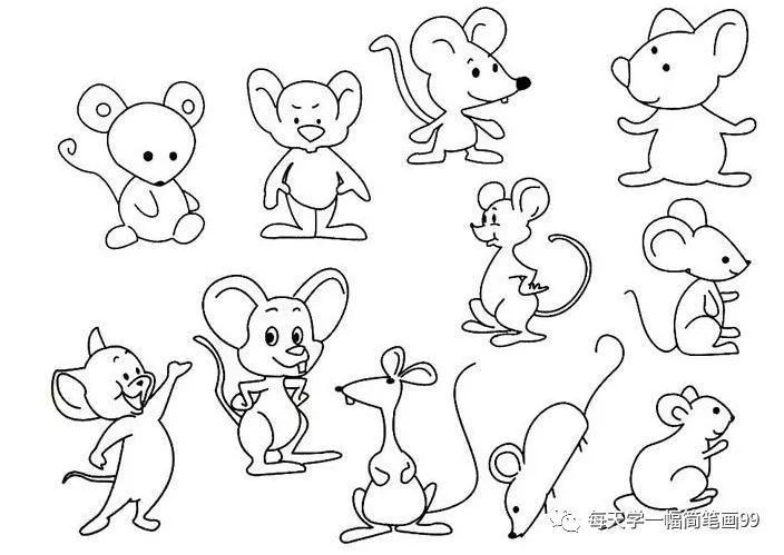 每天学一幅简笔画-小老鼠简笔画大全