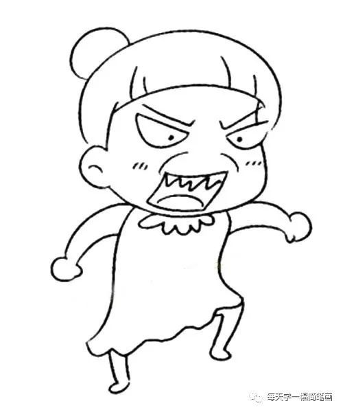 每天学一幅简笔画-不同特征的奶奶简笔画图片大全