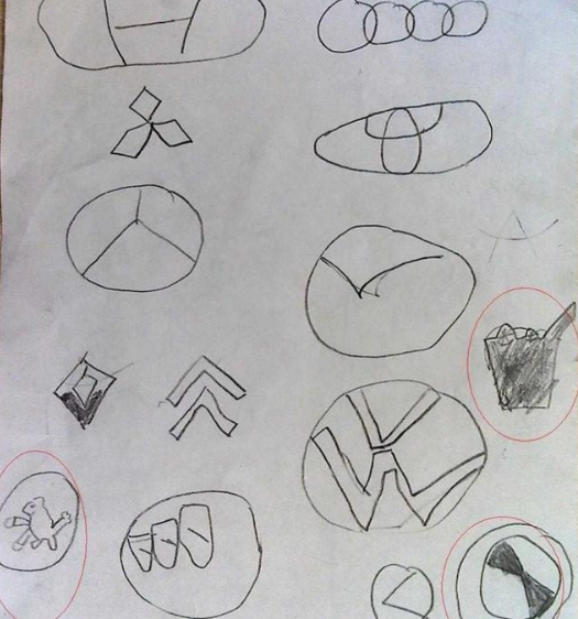 幼儿园让画车标,孩子画