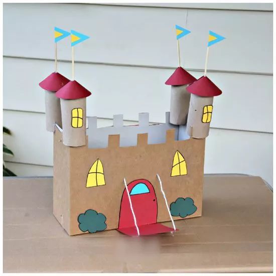 diy手工自制小城堡的方法图解 纸箱变废为宝制作小房子教程