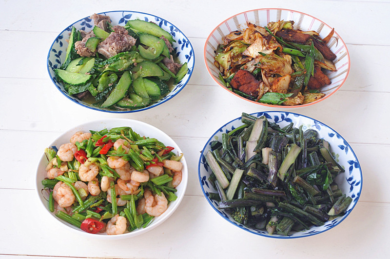 蔬菜,家常菜,包菜,排骨,红菜薹