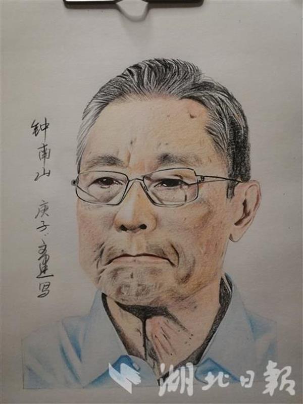 罗田农民为钟南山李兰娟画像