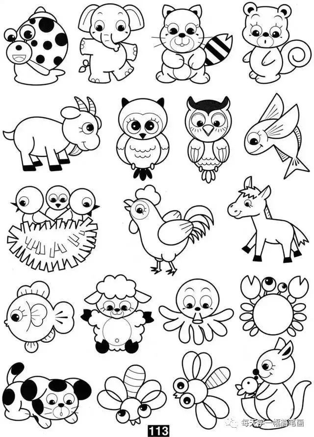 每天学一幅简笔画-各种小动物的100种简笔画法,超级实用的素材