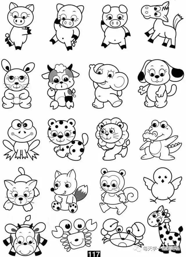 每天学一幅简笔画-各种小动物的100种简笔画法,超级实用的素材