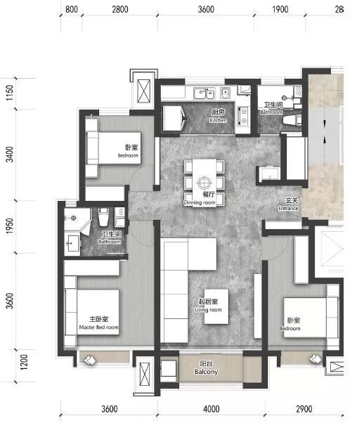 联发锦里110平米三室两厅两卫户型 除了两款三室户型,联发锦里还有一