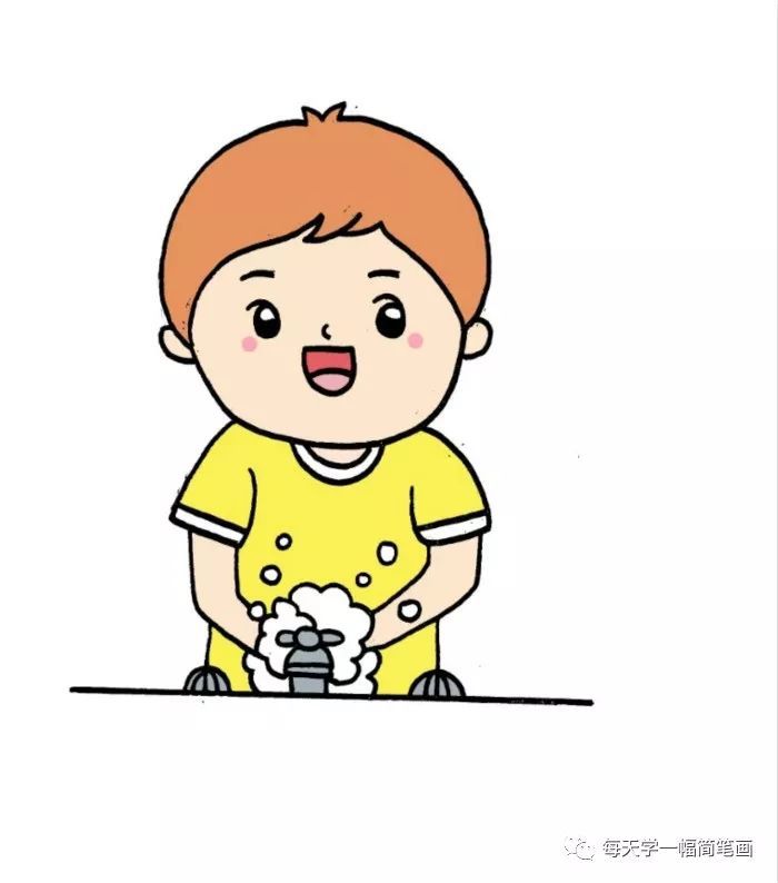 每天学一幅简笔画-肺炎预防洗手简笔画