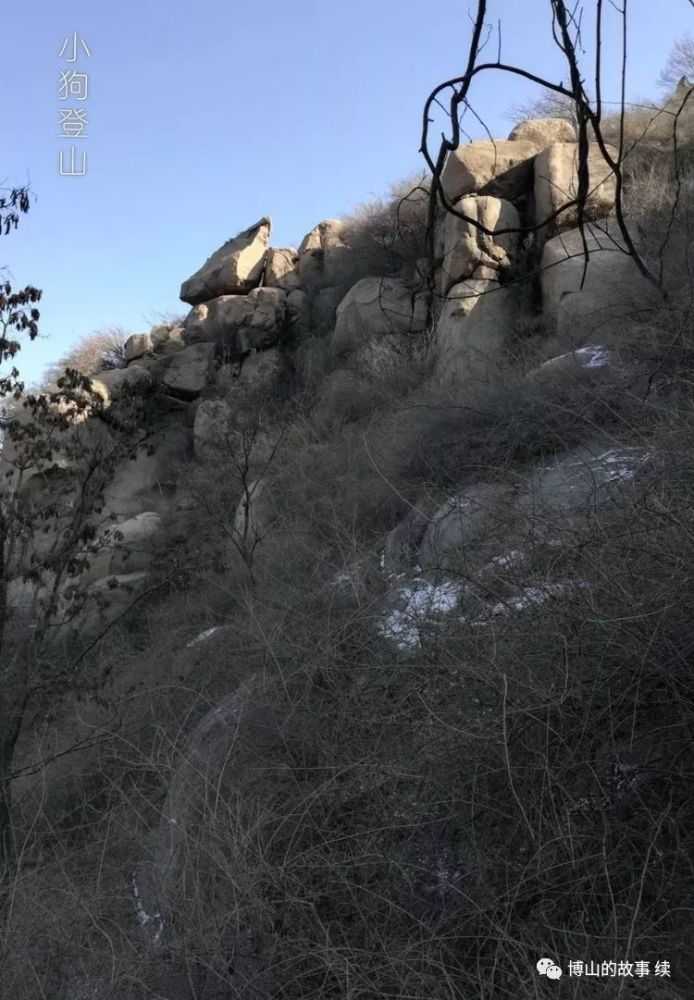 馒头石下坡处的悬崖边上,还有一块石头,酷似一用力登山的小动物,当地