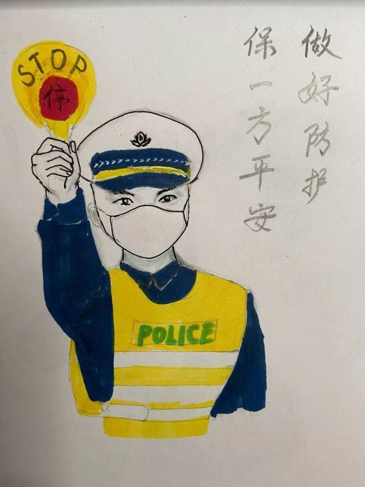 右旗公安民警自创绘画战疫情