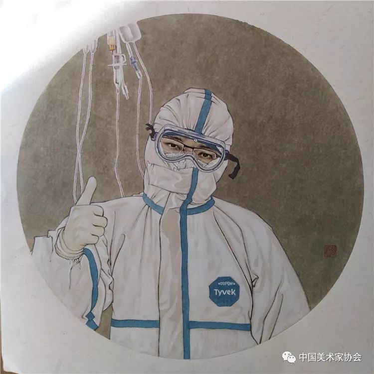 《战疫英雄》张勇   中国画