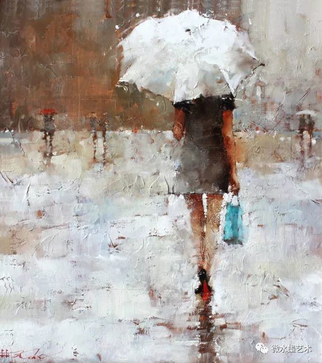 好浪漫的雨中油画!