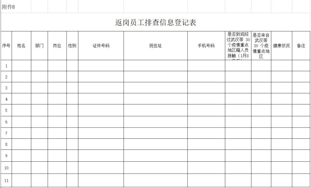 返岗员工排查信息登记表