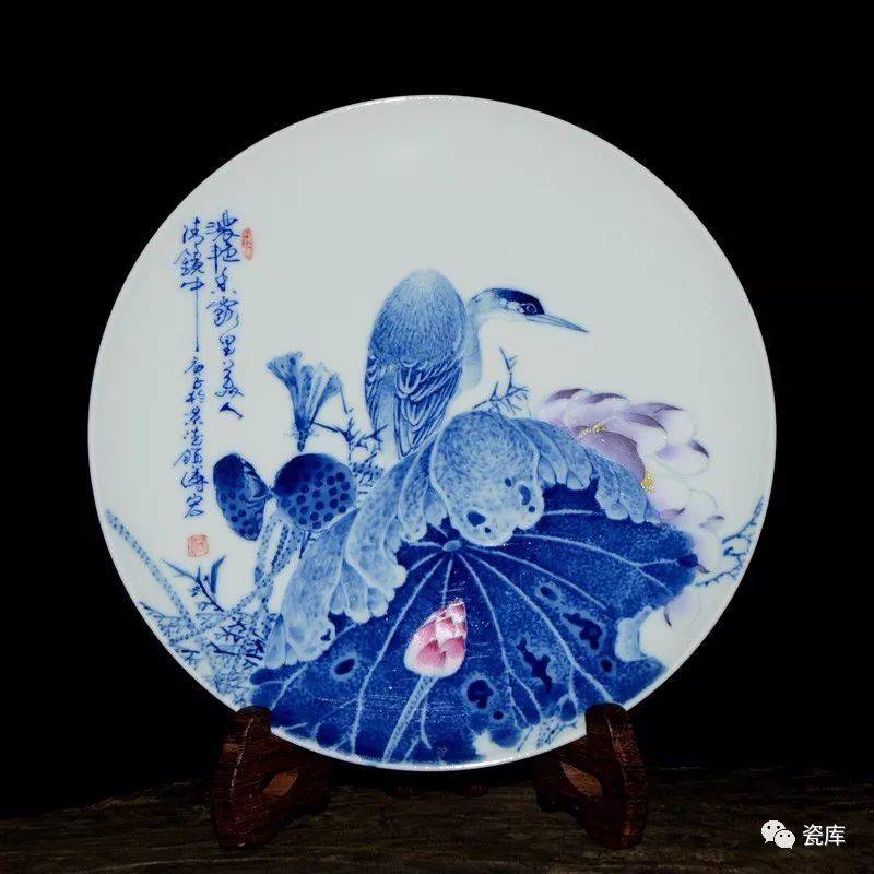 何传宏,斗彩,青花,荷花