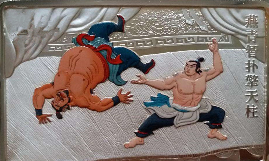 小说中描写了一场饶有趣味的相扑表演,地点在泰山脚下贩岳庙.