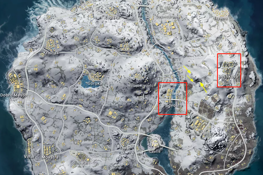 pubg:团队竞技地图位置