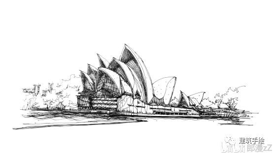 辛亥革命纪念馆,手绘,速写,悉尼歌剧院,广州大剧院